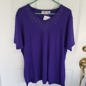Quacker Factory Purple Embellished Top